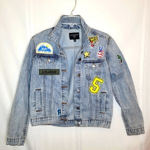 Velvet Heart Acid Light Wash Denim Jacket with Patches Size X-SMALL